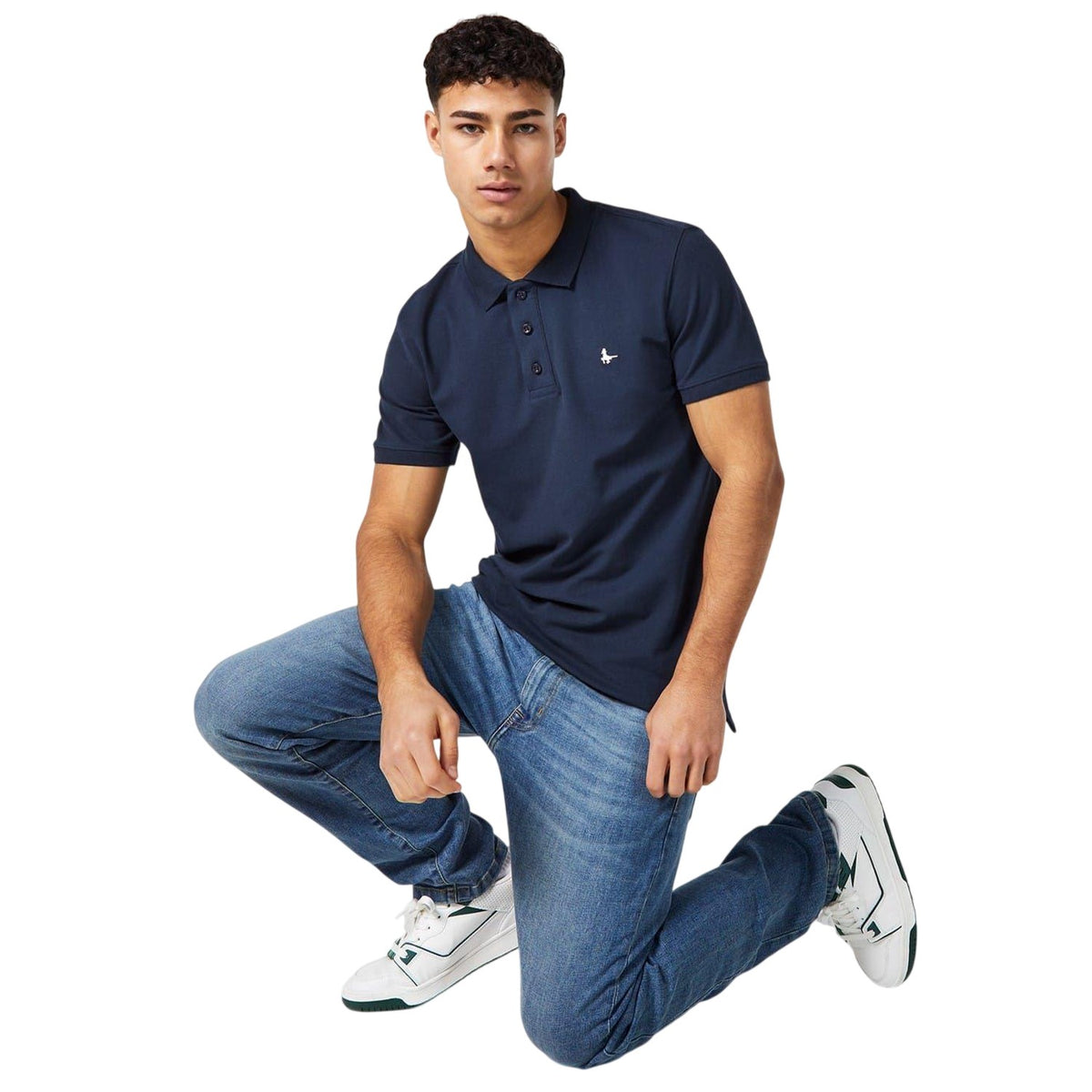 Navy - Side - Jack Wills Mens Eaton Stretch Polo Shirt