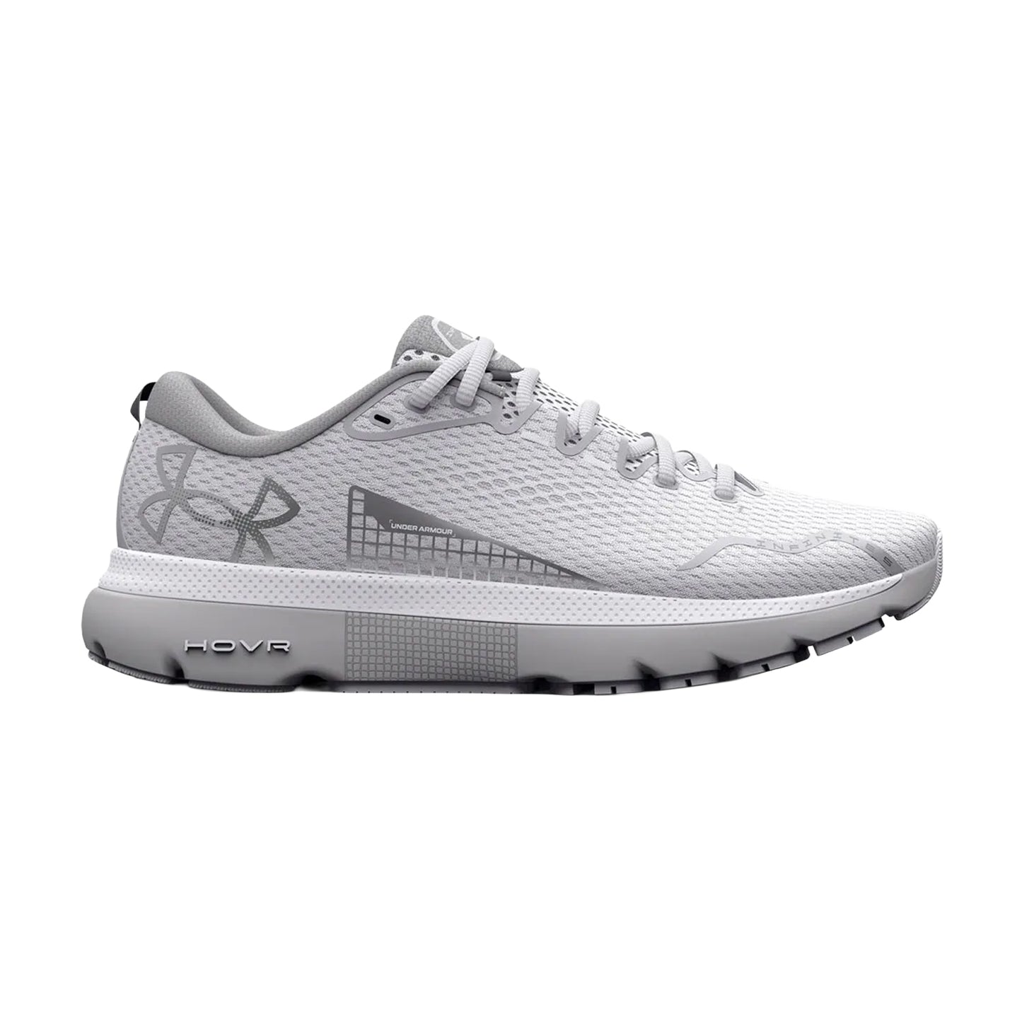 White - Side - Under Armour Womens-Ladies Hovr Infinite 5 Running Trainers