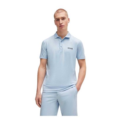 Purple - Back - Boss Mens Contrast Logo Performance Regular Polo Shirt
