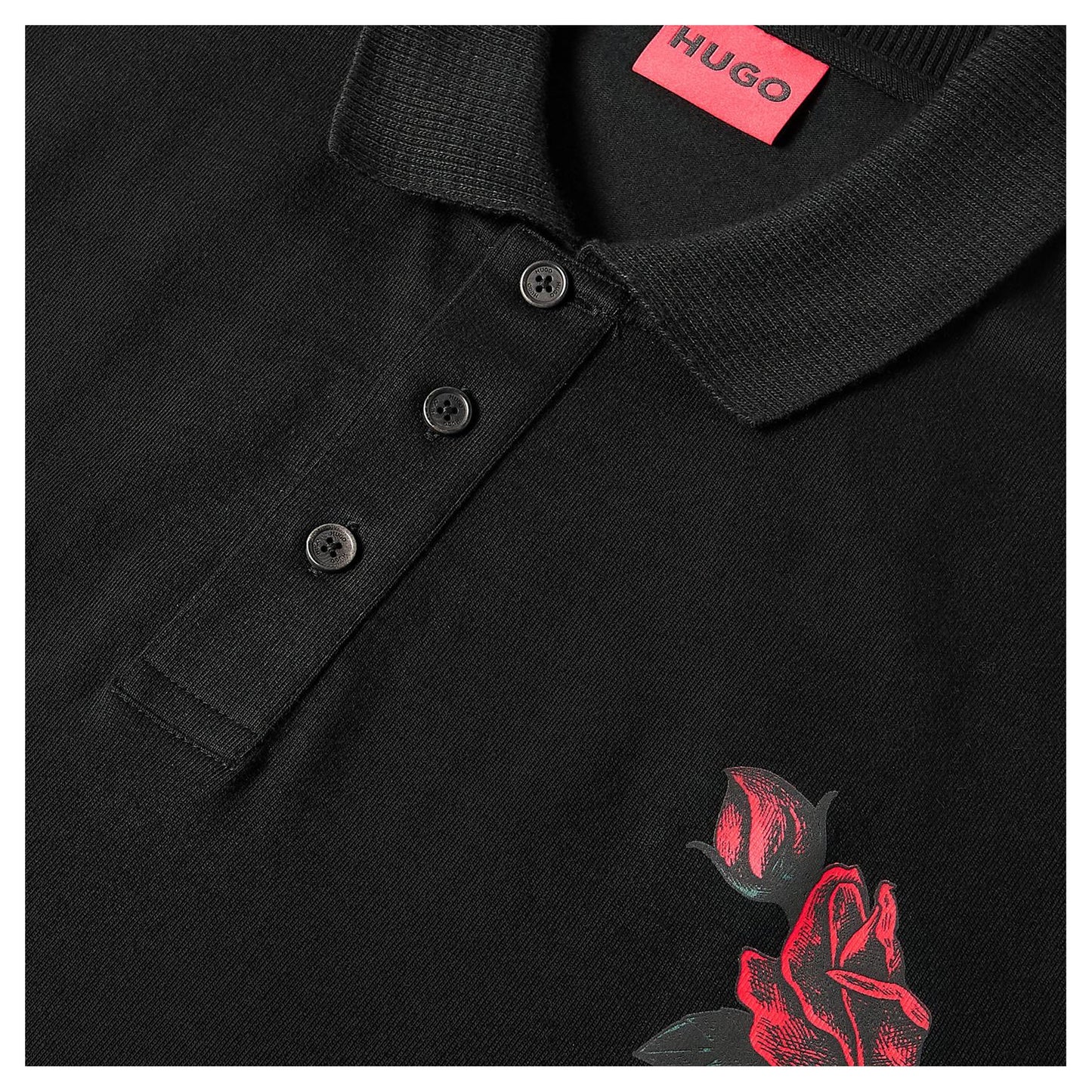 Black - Side - Hugo Mens Dardigo Rose Polo Shirt