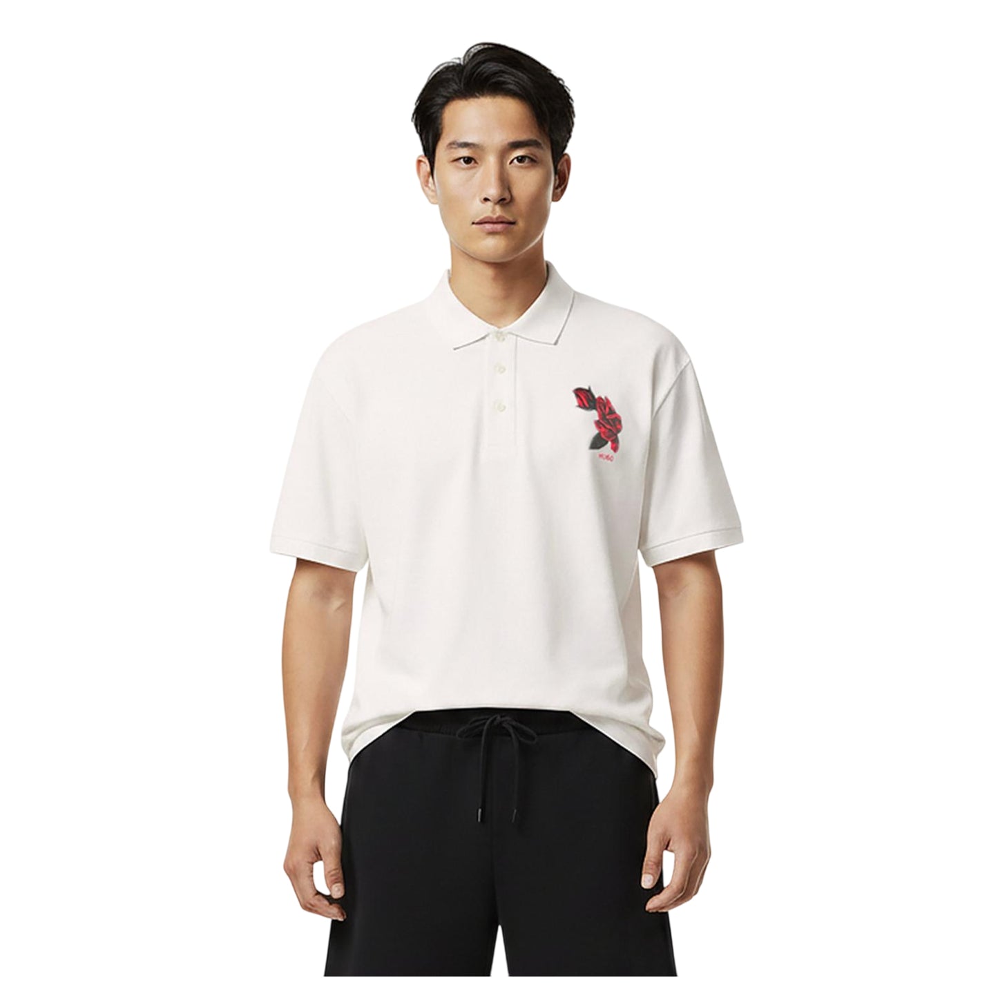 White - Side - Hugo Mens Dardigo Rose Polo Shirt