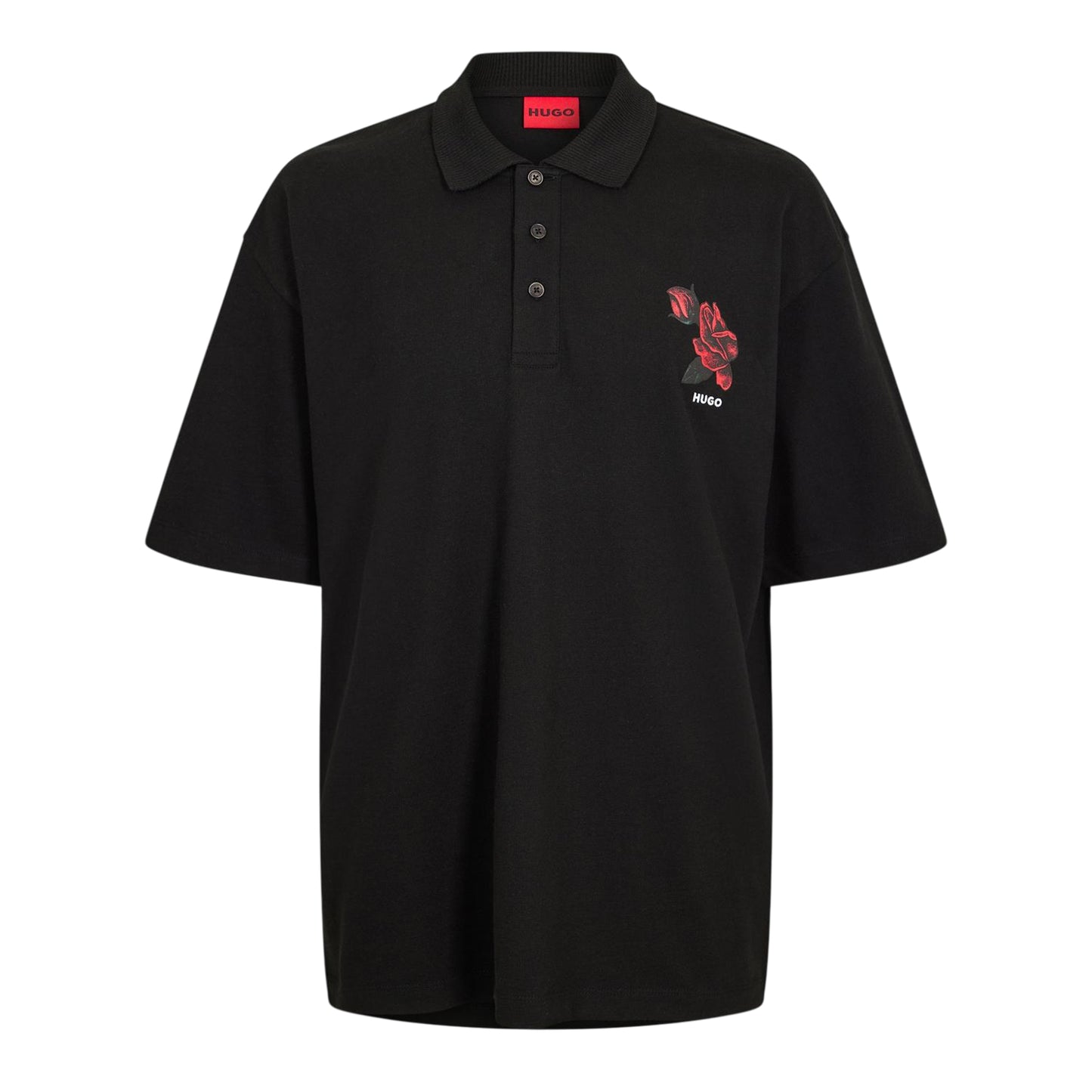 Black - Front - Hugo Mens Dardigo Rose Polo Shirt