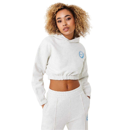 White Marl - Front - Everlast Womens-Ladies Logo Crop Hoodie