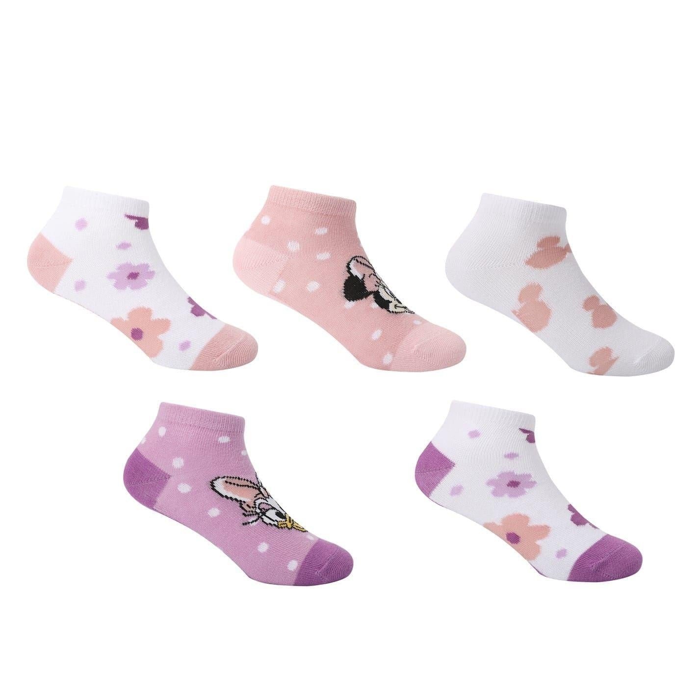 White-Pink-Red - Front - Minnie Mouse Baby Trainer Socks (Pack of 5)