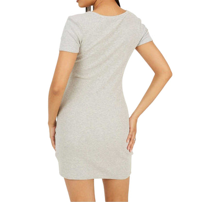 Grey Marl - Back - Brave Soul Womens-Ladies Ribbed Notch Neck Mini Dress