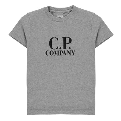 Grey - Front - C.P. Company Boys Goggles Premium Cotton Regular T-Shirt