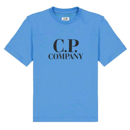 Sky Azure - Front - C.P. Company Boys Goggles Premium Cotton Regular T-Shirt