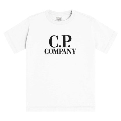 White - Front - C.P. Company Boys Goggles Premium Cotton Regular T-Shirt