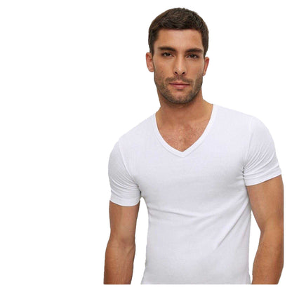 White - Back - Boss Mens Logo Slim T-Shirt (Pack Of 2)