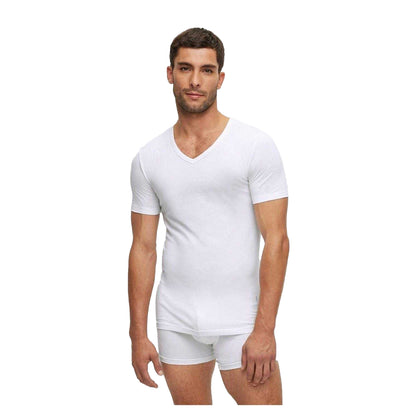 White - Side - Boss Mens Logo Slim T-Shirt (Pack Of 2)