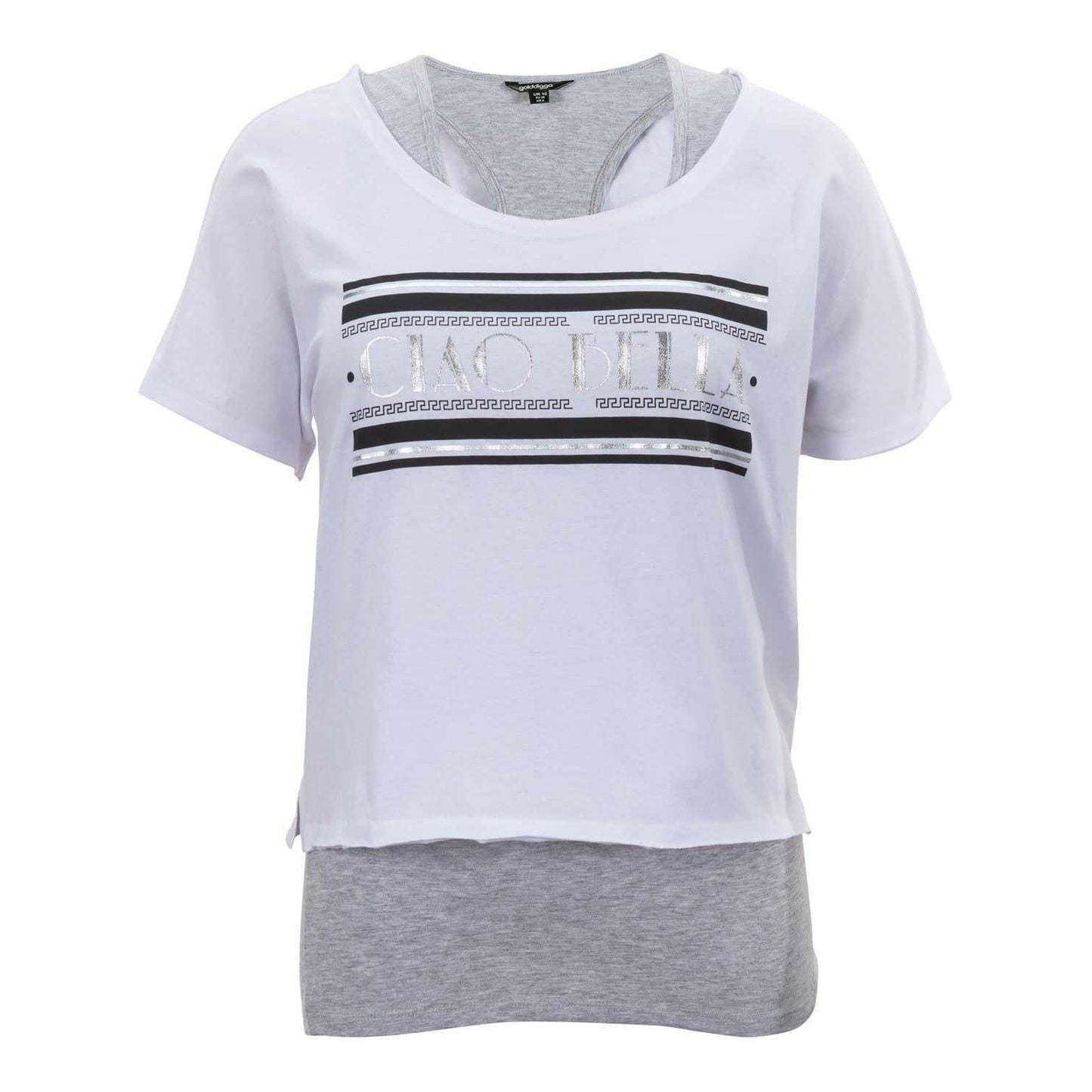 White-Grey - Front - Slazenger Womens-Ladies Double Layer T-Shirt