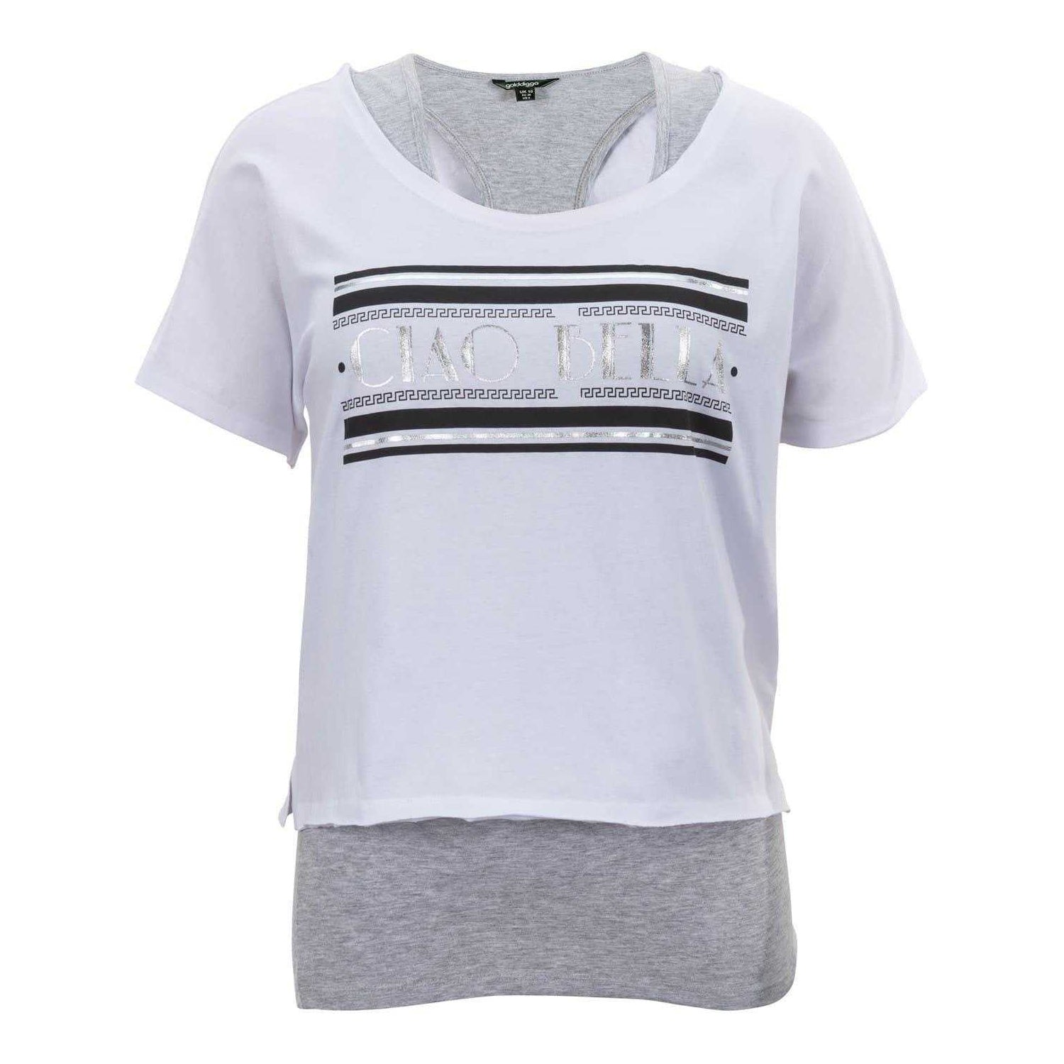 White-Grey - Front - Slazenger Womens-Ladies Double Layer T-Shirt