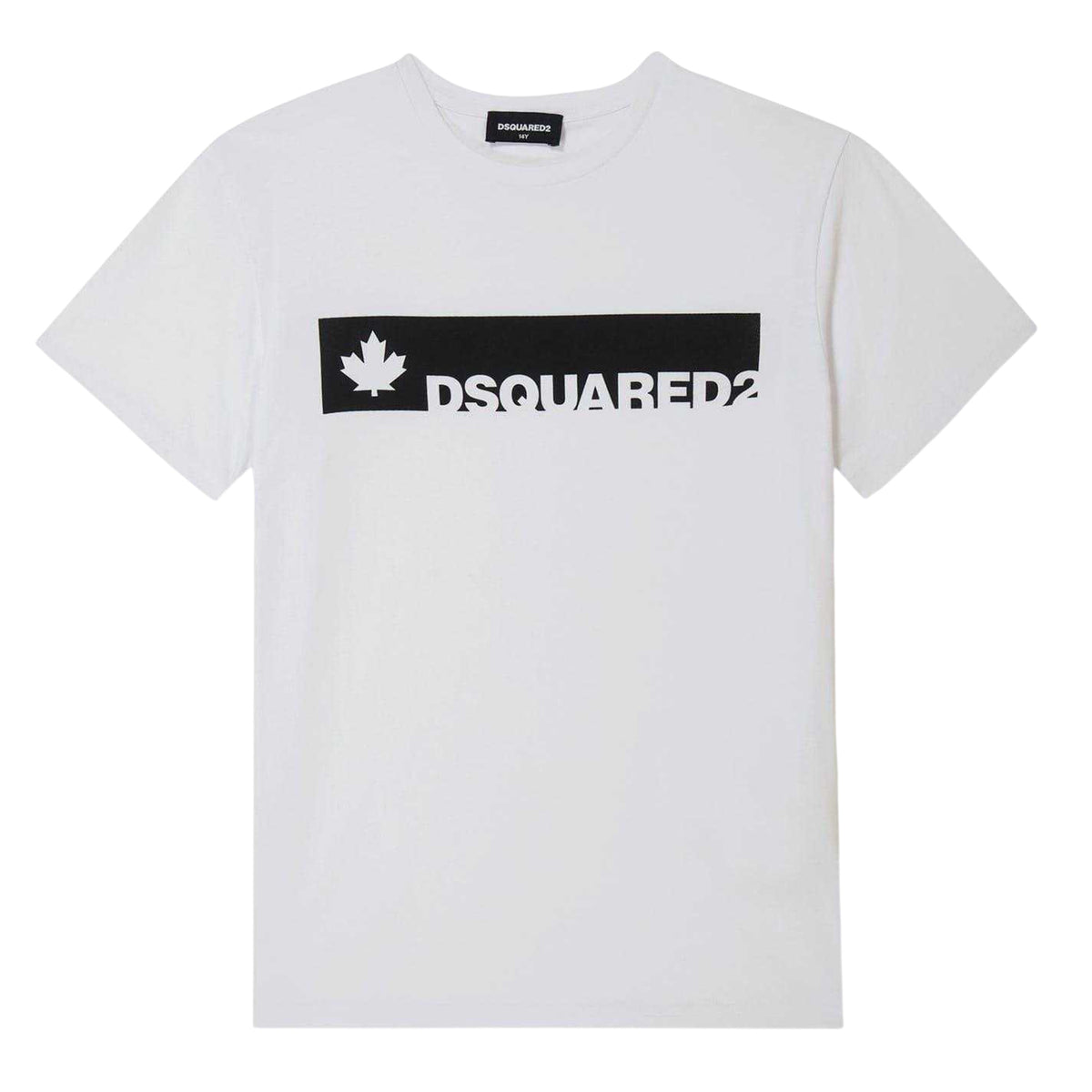 White-Black - Front - DSquared2 Boys Maple Leaf T-Shirt