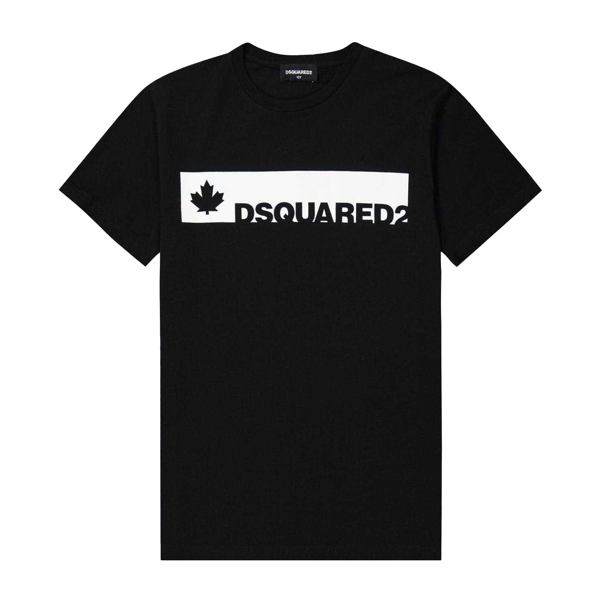 Black-White - Front - DSquared2 Boys Maple Leaf T-Shirt