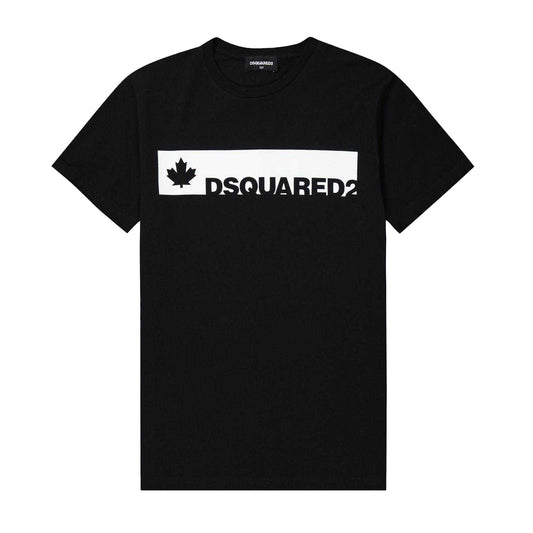 Black-White - Front - DSquared2 Boys Maple Leaf T-Shirt