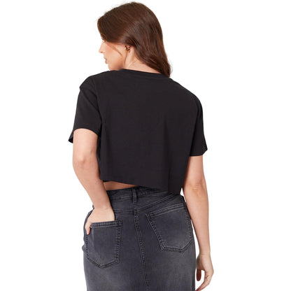 Black - Back - Be You Womens-Ladies Crew Neck Regular Crop T-Shirt