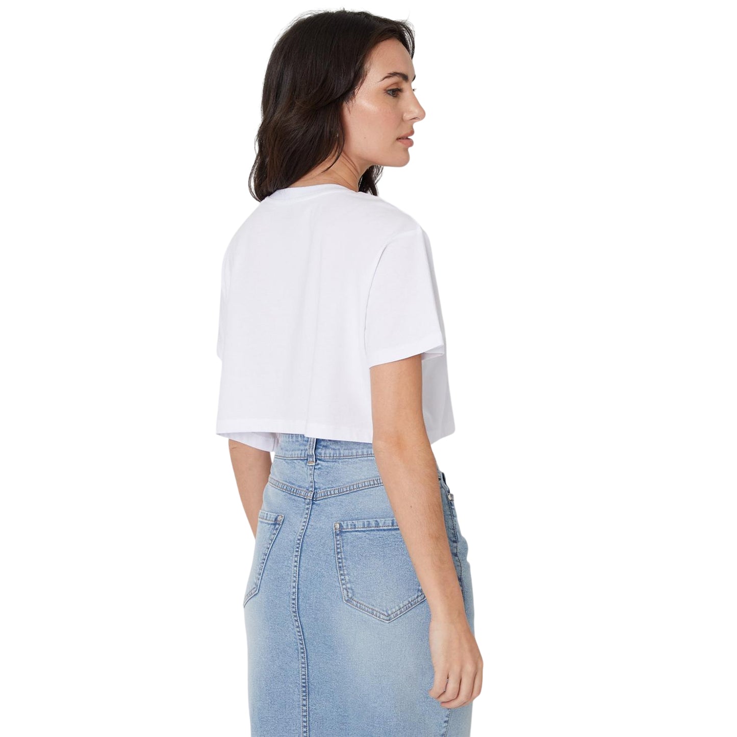 White - Back - Be You Womens-Ladies Crew Neck Regular Crop T-Shirt