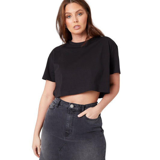 Black - Front - Be You Womens-Ladies Crew Neck Regular Crop T-Shirt