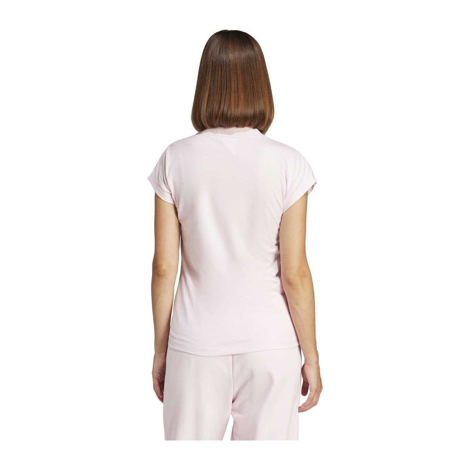 Clear-Pink - Back - Adidas Womens-Ladies Linear Cotton T-Shirt