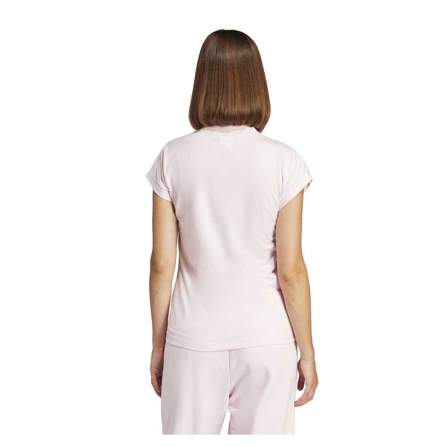 Clear-Pink - Back - Adidas Womens-Ladies Linear Cotton T-Shirt