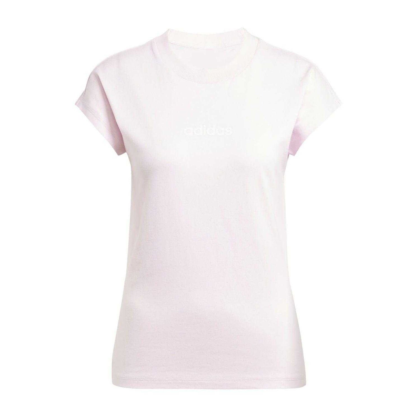 Clear-Pink - Front - Adidas Womens-Ladies Linear Cotton T-Shirt