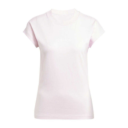 Clear-Pink - Front - Adidas Womens-Ladies Linear Cotton T-Shirt