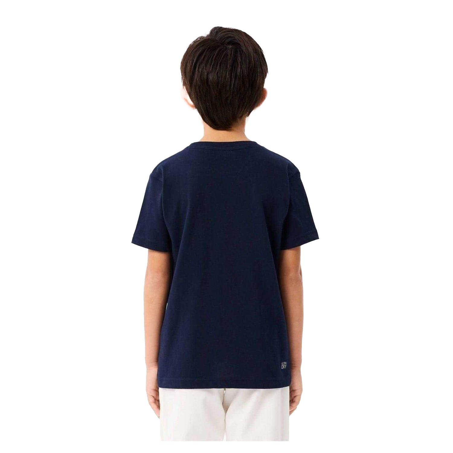 Navy - Back - Lacoste Childrens-Kids Large Logo Premium Cotton T-Shirt