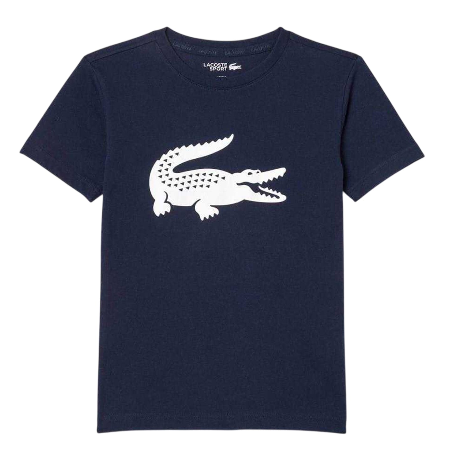 Navy - Front - Lacoste Childrens-Kids Large Logo Premium Cotton T-Shirt