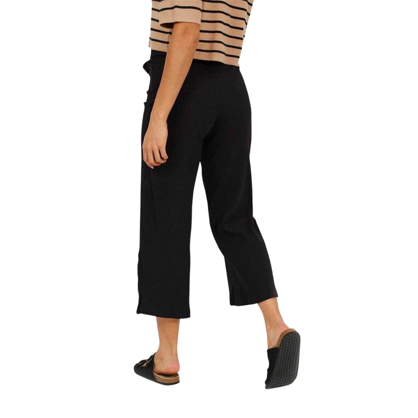 Black - Back - Brave Soul Womens-Ladies Relaxed Wide Leg Trousers