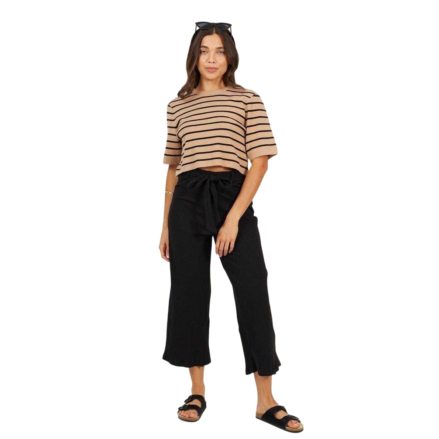 Black - Side - Brave Soul Womens-Ladies Relaxed Wide Leg Trousers