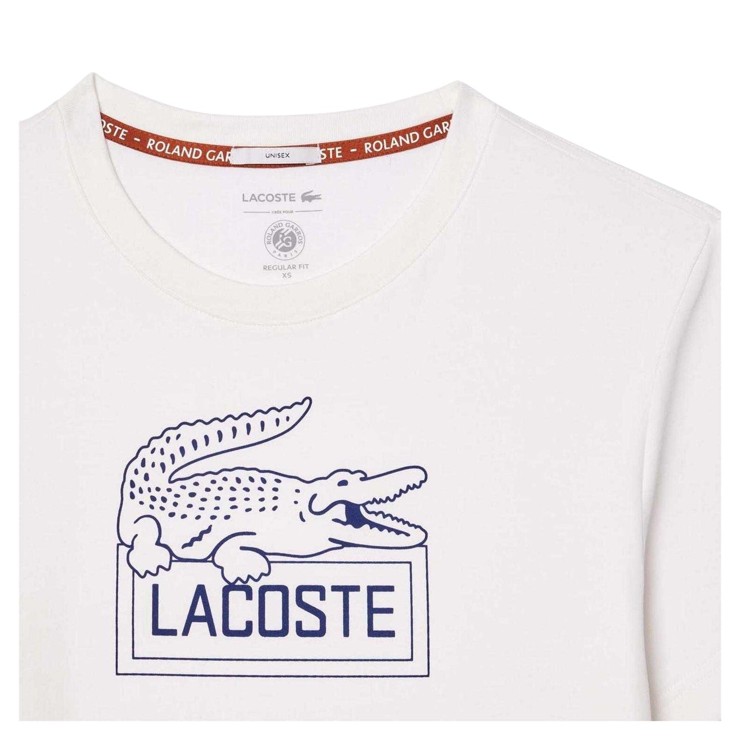 White - Side - Lacoste Unisex Adult Roland Garros Edition Regular T-Shirt