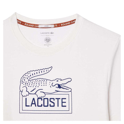 White - Side - Lacoste Unisex Adult Roland Garros Edition Regular T-Shirt
