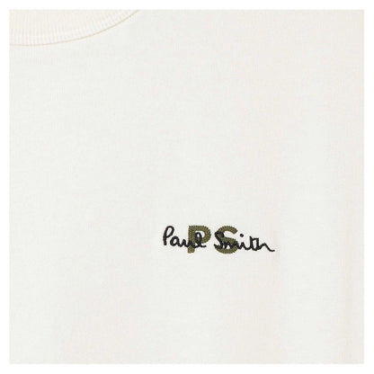 White - Back - Paul Smith Unisex Adult Embroidered Logo Premium Cotton T-Shirt