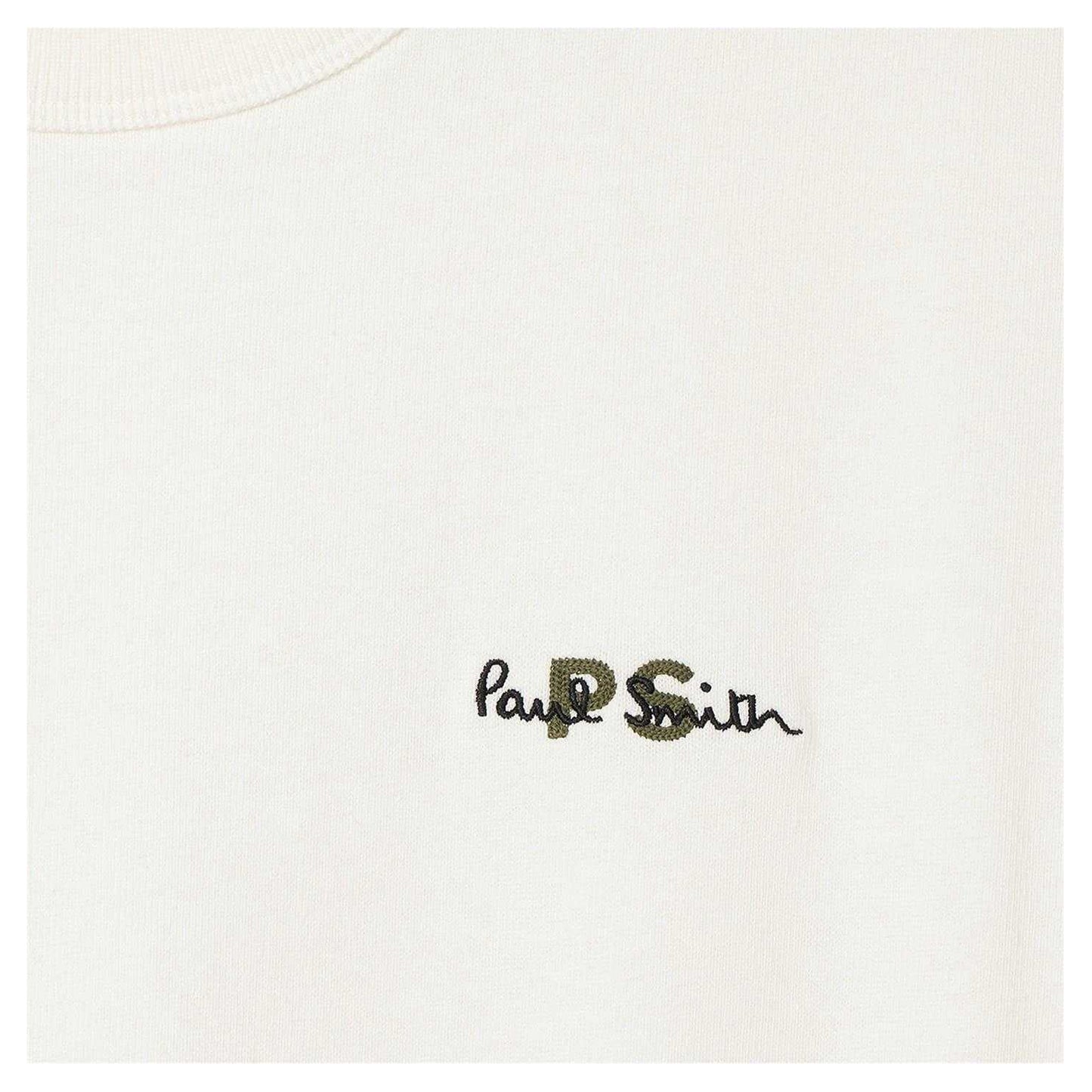 Off White - Back - Paul Smith Unisex Adult Embroidered Logo Premium Cotton T-Shirt
