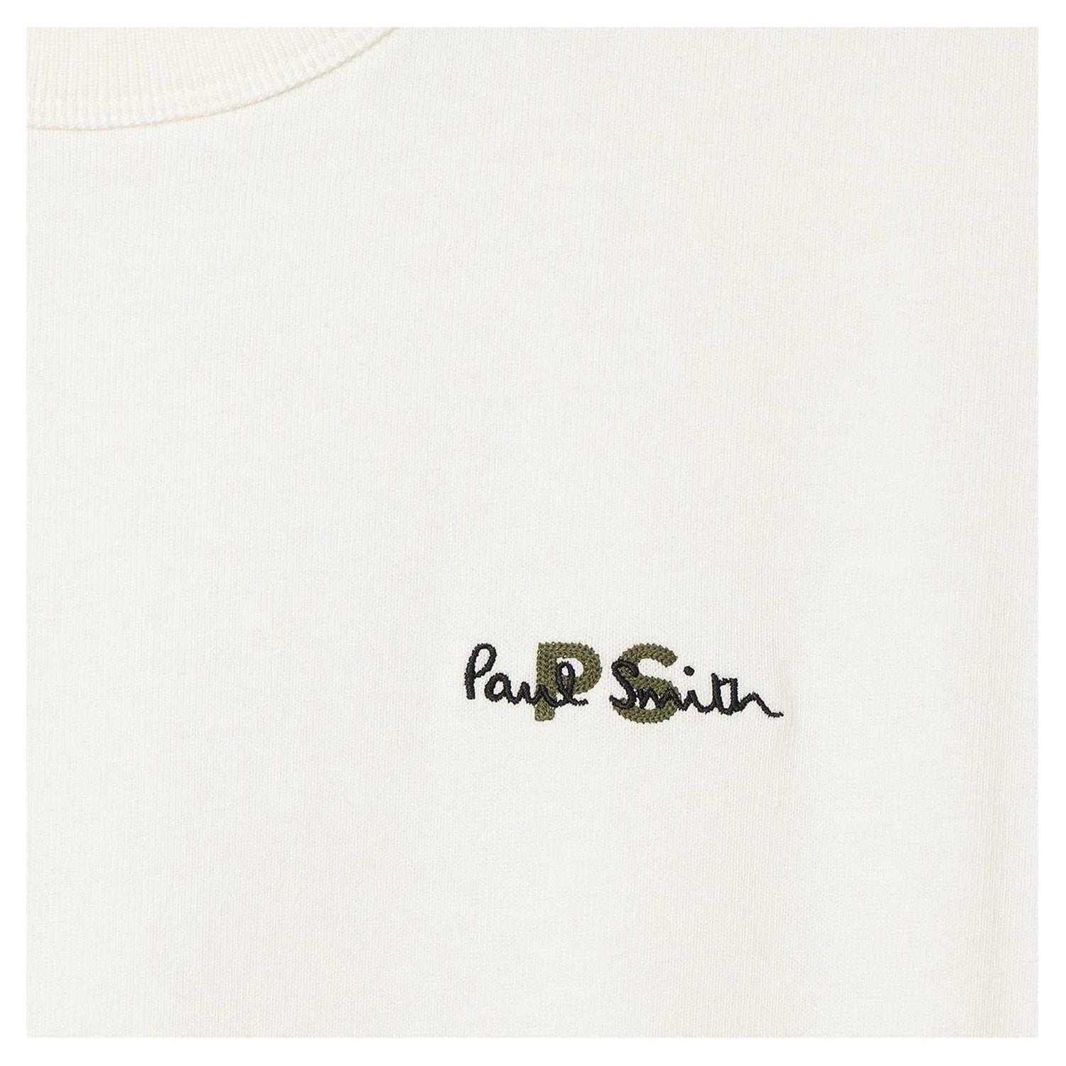 Off White - Back - Paul Smith Unisex Adult Embroidered Logo Premium Cotton T-Shirt