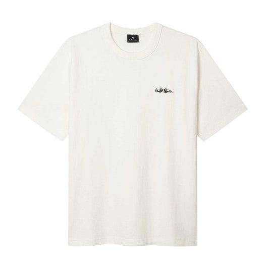 Off White - Front - Paul Smith Unisex Adult Embroidered Logo Premium Cotton T-Shirt