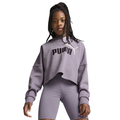 Pale Plum - Side - Puma Girls Logo Relaxed Fit Crop Hoodie