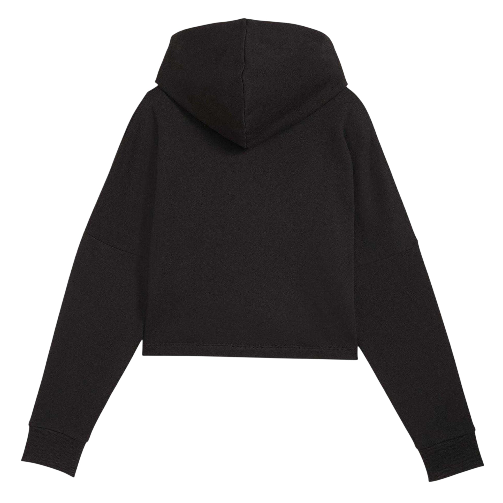 Puma Black - Back - Puma Girls Logo Relaxed Fit Crop Hoodie