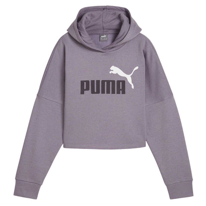 Pale Plum - Front - Puma Girls Logo Relaxed Fit Crop Hoodie