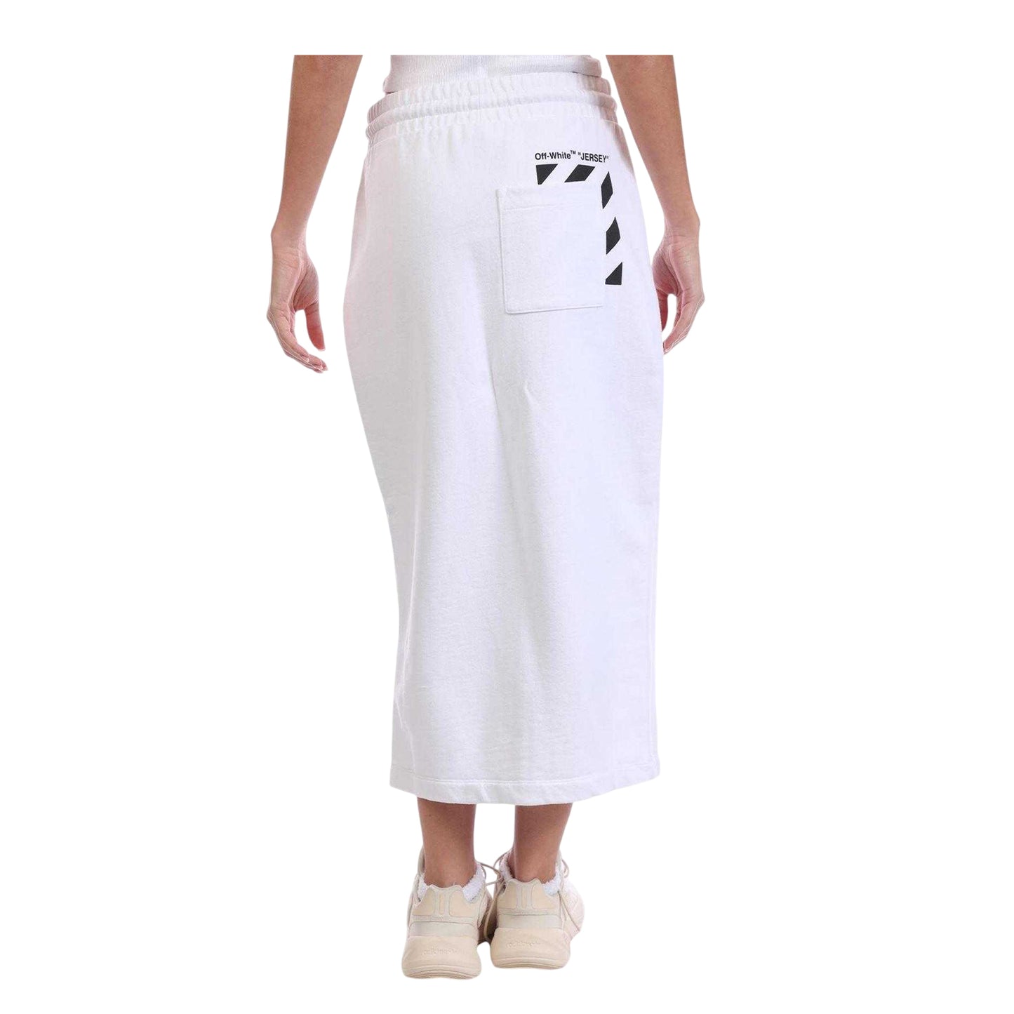Off White-Black - Back - Off White Womens-Ladies Cotton Maxi Skirt