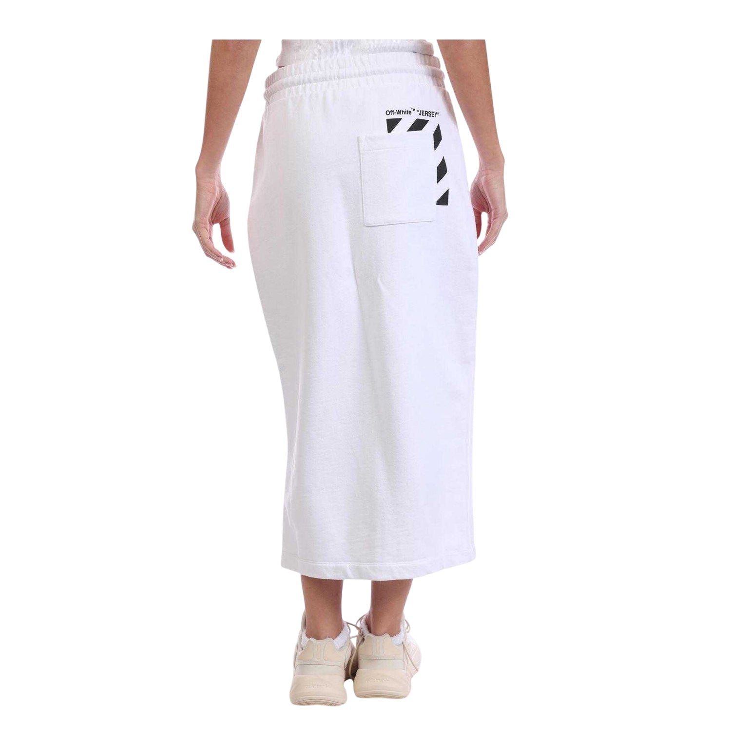 Off White-Black - Back - Off White Womens-Ladies Cotton Maxi Skirt