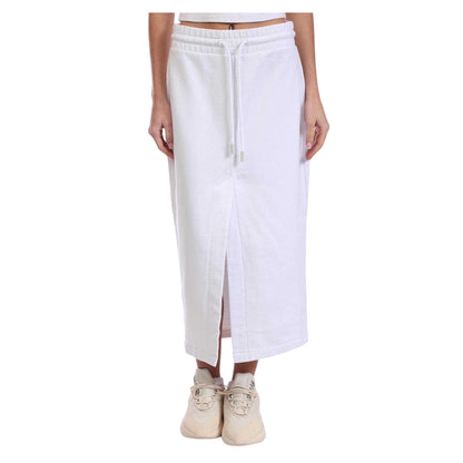 Off White-Black - Front - Off White Womens-Ladies Cotton Maxi Skirt