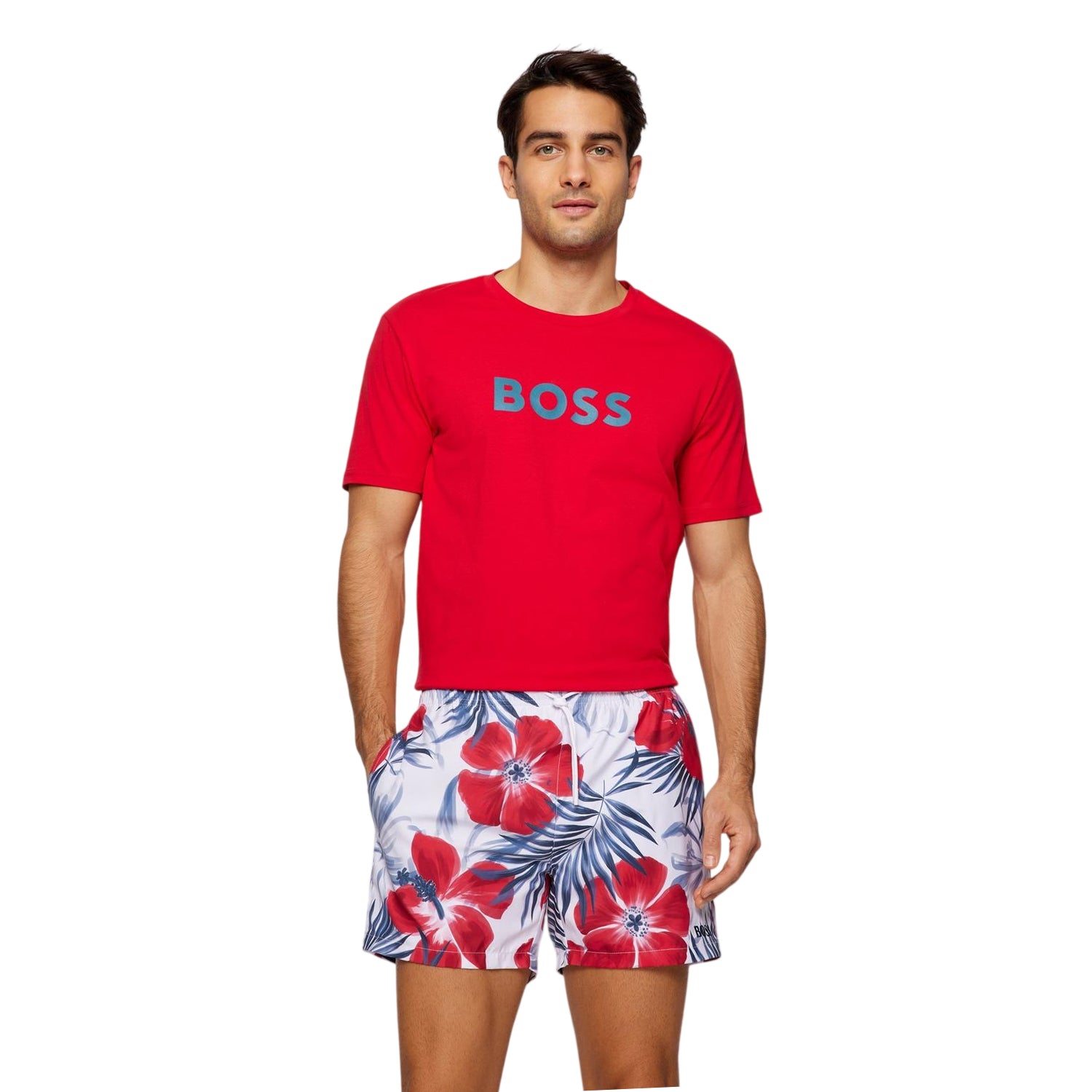 Bright Red - Back - Boss Mens Hbw Logo T-Shirt