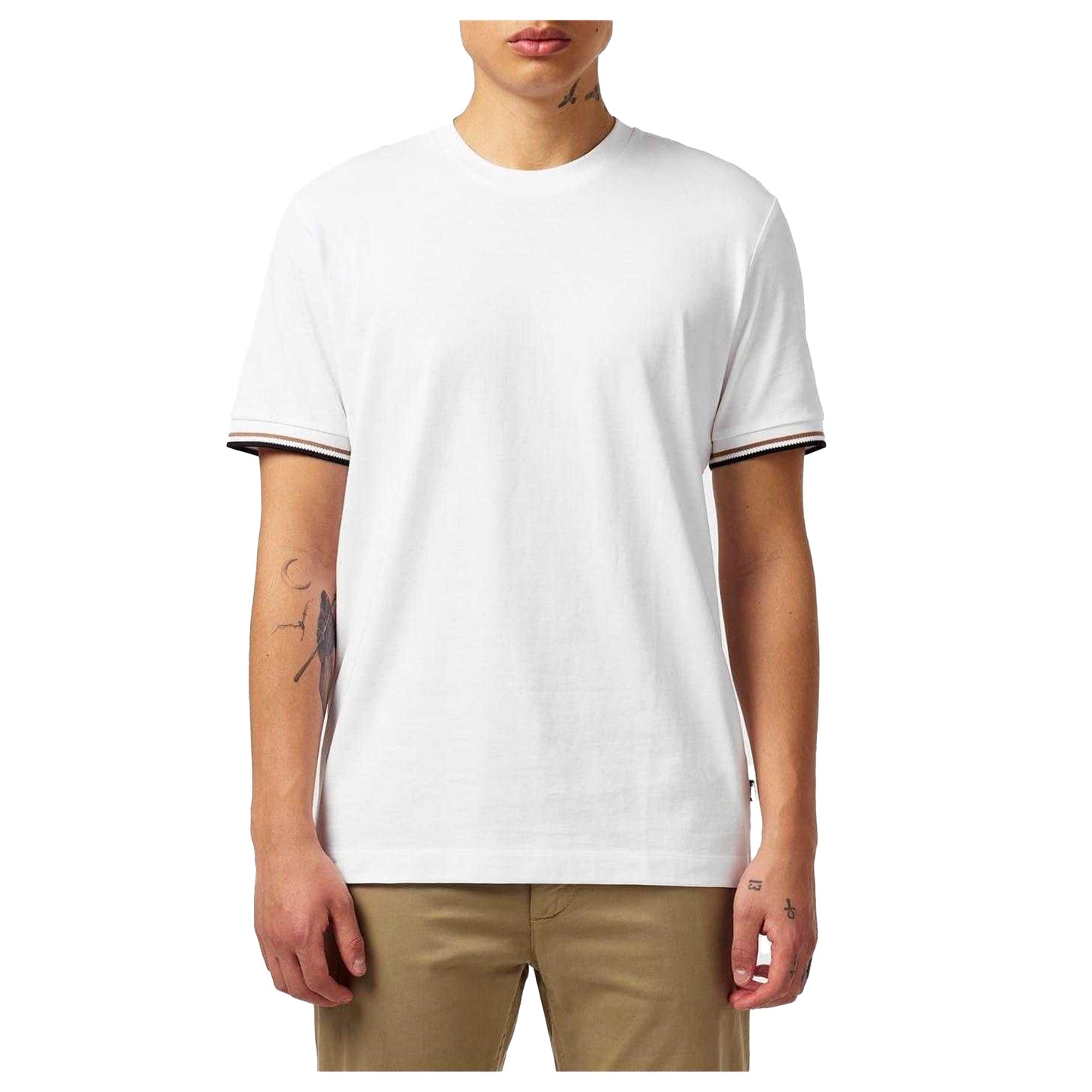 White - Side - Boss Mens Hbb Thompson 04 Premium Cotton Regular T-Shirt