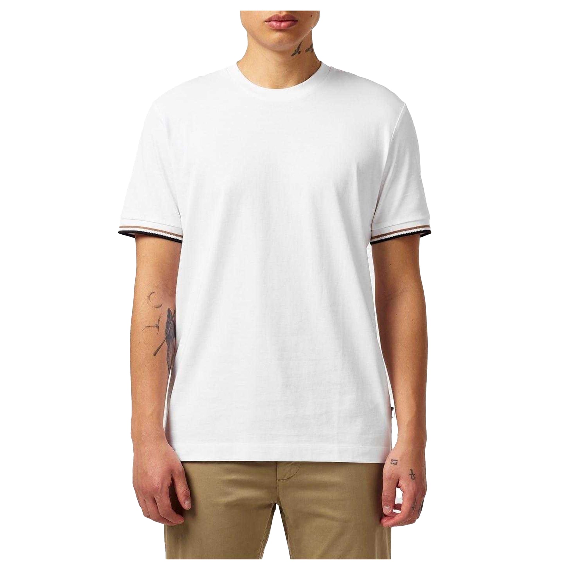 White - Side - Boss Mens Hbb Thompson 04 Premium Cotton Regular T-Shirt