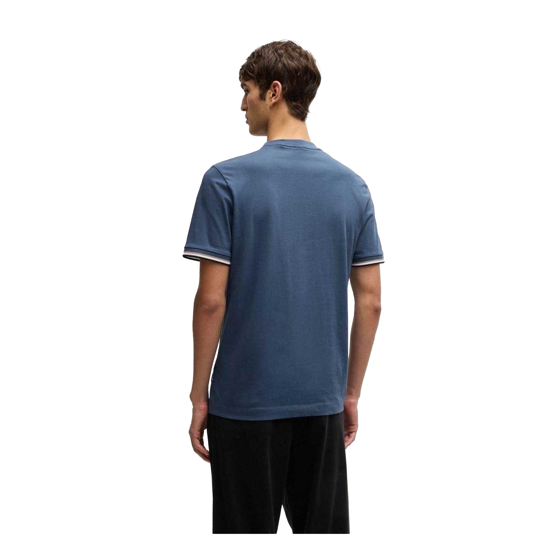 Medium Blue - Back - Boss Mens Hbb Thompson 04 Premium Cotton Regular T-Shirt