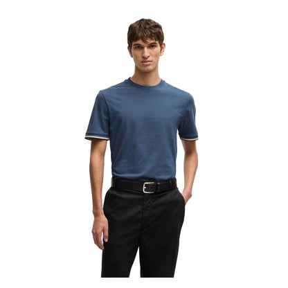 Medium Blue - Side - Boss Mens Hbb Thompson 04 Premium Cotton Regular T-Shirt
