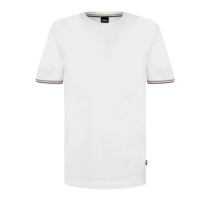 White - Front - Boss Mens Hbb Thompson 04 Premium Cotton Regular T-Shirt