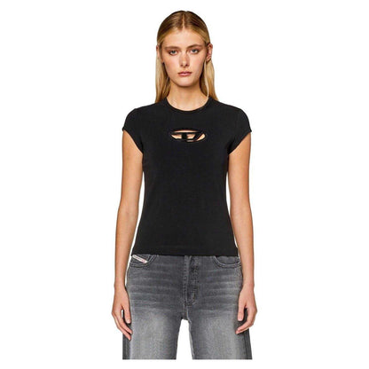 Black - Side - Diesel Womens-Ladies Angie Oval T-Shirt