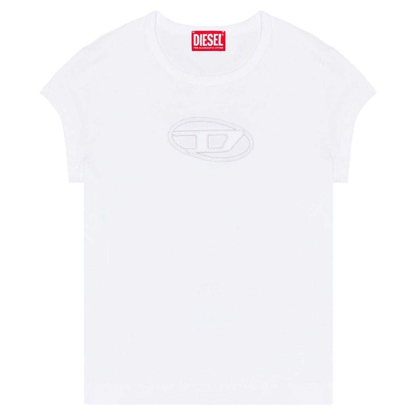 White - Front - Diesel Womens-Ladies Angie Oval T-Shirt